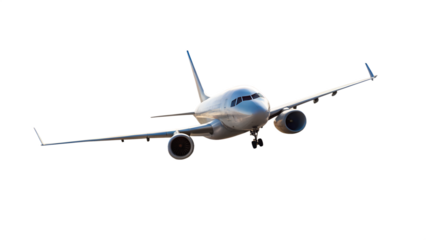 Commercial airplane in flight, a mode of air transportation isolated on transparent background