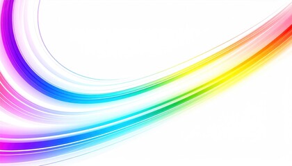 Abstract Rainbow Gradient Design on White Background with Vector Lines and Light Effects