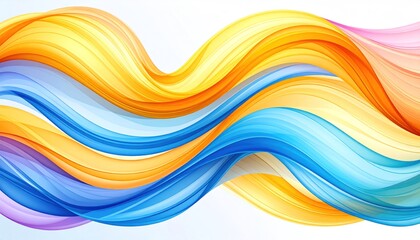 Abstract Fluid Ribbons Flowing in Gentle Wavy Patterns Displaying Vibrant Colors and Dynamic Movement