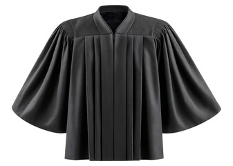 Front View of a Judge Robe with Pleated Design Isolated on Background