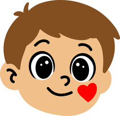 Illustration of a Boy with Heart on Cheek