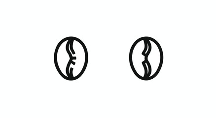 Minimalist Coffee Bean Icons on White Background Representing Coffee Culture and Industry Suitable for Branding and Menu Design