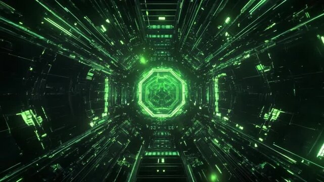 Neon green tech tunnel