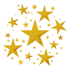 glittery gold star scatter white background