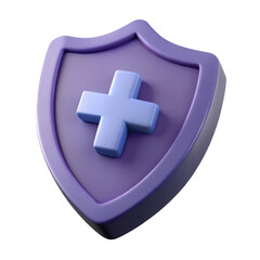 Obraz premium 3d medical shield with plus symbol isolated on transparent background