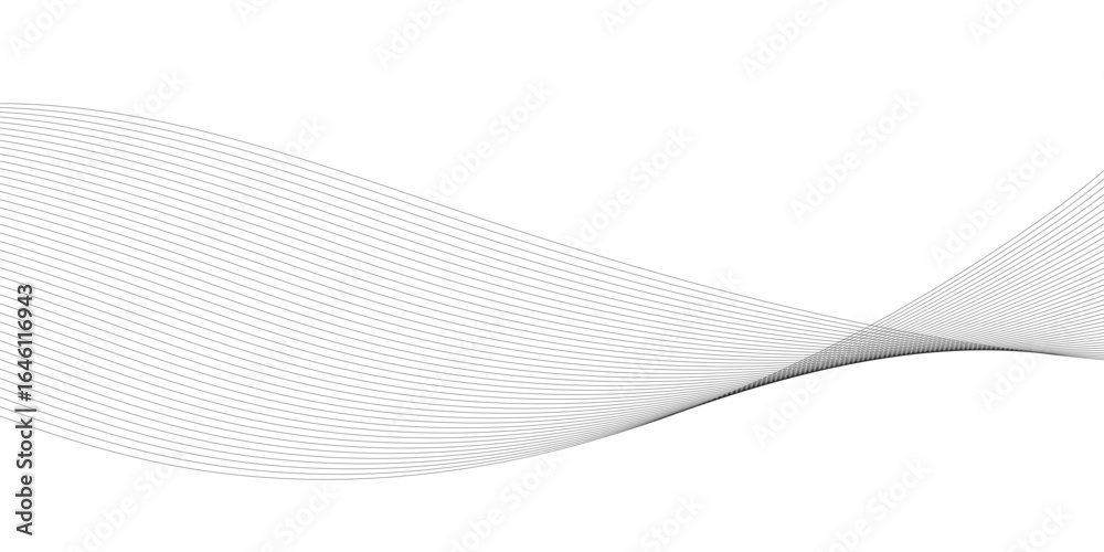 Wall mural abstract wavy gray blend liens design on white background. digital frequency track equalizer. vector