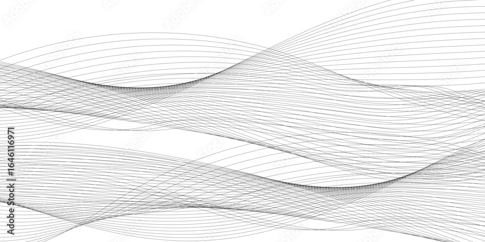Wall mural abstract wavy gray blend liens design on white background. digital frequency track equalizer. vector