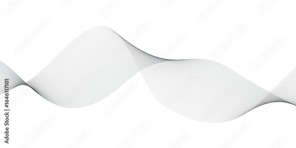 Wall mural abstract wavy gray blend liens design on white background. digital frequency track equalizer. vector