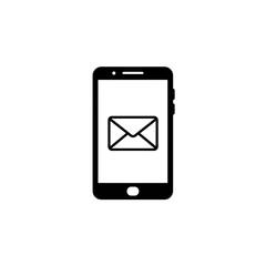 Email message icon on a smartphone screen isolated on transparent background