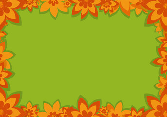Orange and Green Floral Frame A Vibrant Background for Your Designs