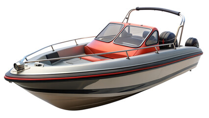 Modern motorboat isolated on transparent background is a fast water vehicle for summer recreation and adventure
