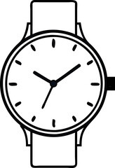 Modern watch icon in vector outline style, fashion wrist clock symbol.

