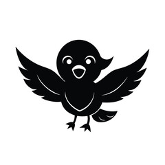 Adorable Baby Bluebird with Wings Wide Open Smiling on White Background Vector illustration