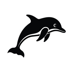 Obraz premium Baby Dolphin Jumping Out of the Water on White Background Vector illustration