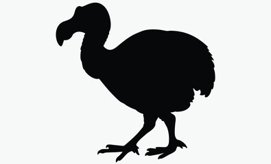Dodo bird silhouette, extinct animal vector, Mauritius Dodo silhouette, prehistoric bird extinct animal 