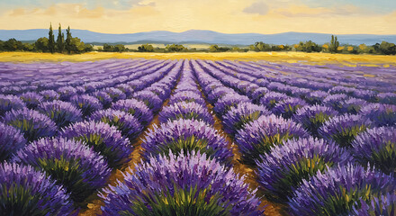 Fototapeta premium Scenic Lavender Field in Provence Aromatic Purple Hues Serene Landscape