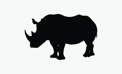 Rhino silhouette,  wild mammal icon, A rhino or rhinoceros safari animal silhouette