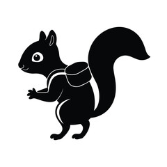 Fototapeta premium Baby Squirrel with a Tiny Backpack on White Background Vector illustration