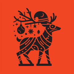 vector illustration of a reindeer with a crown for Christmas 