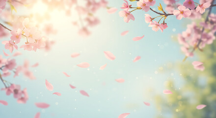 Dreamy Cherry Blossom Spring Falling Petals Tranquil Serene Pastel