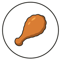 Obraz premium Delicious Fried Chicken Drumstick Icon on a Clean White Background