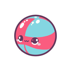 A cute, colorful cartoon marble with a smiling face, set against a plain white background