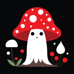 Cute Ghost Toadstool Mushroom Cartoon