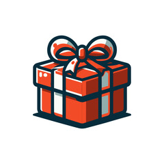 A vibrant red gift box adorned with a bow, set against a simple white background, symbolizing celebration