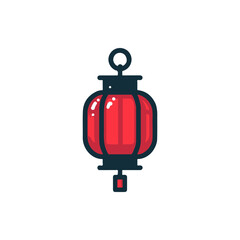Fototapeta premium A vibrant red lantern hanging against a plain background, symbolizing celebration and festivity