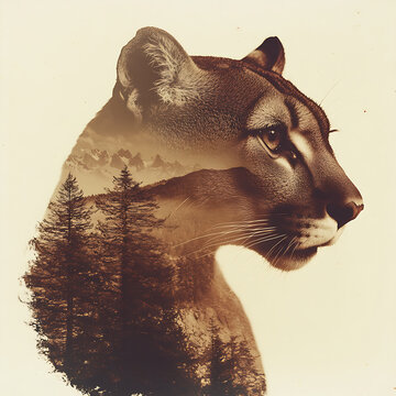 3d Mountain Lion Laser Engrave File, 3d illusion, lightburn, laser file png