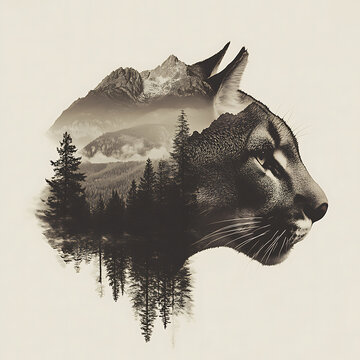 3d Mountain Lion Laser Engrave File, 3d illusion, lightburn, laser file png