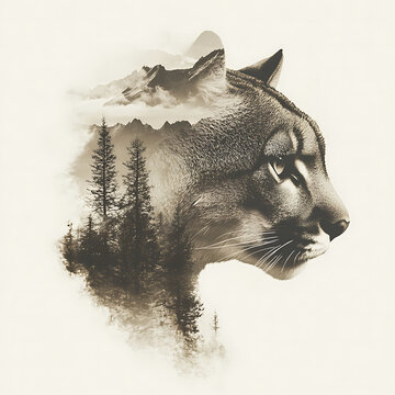 3d Mountain Lion Laser Engrave File, 3d illusion, lightburn, laser file png
