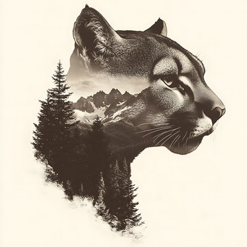 3d Mountain Lion Laser Engrave File, 3d illusion, lightburn, laser file png