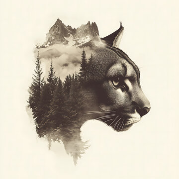 3d Mountain Lion Laser Engrave File, 3d illusion, lightburn, laser file png