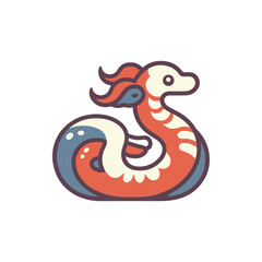 Fototapeta premium Colorful and whimsical illustration of a serpent-like creature in a playful pose, against a plain background