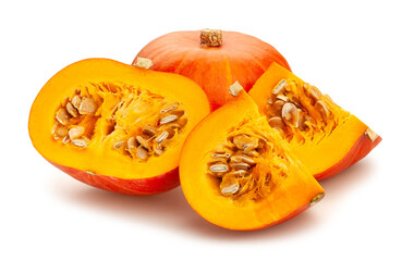 sliced kuri squash path isolated on white