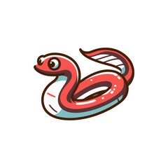 Naklejka premium Colorful cartoon snake illustration with playful expression, set against a simple white background