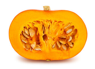 sliced kuri squash path isolated on white