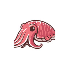 Colorful cartoon squid illustration featuring vibrant details and playful design