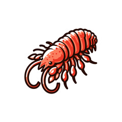 Colorful illustration of a shrimp-like creature with intricate details on its body and antennae