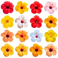 Vibrant hibiscus flowers in various colors