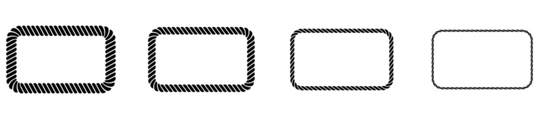 Four nautical rope shapes silhouettes. Different thickness rope rectangle frames set. Vector illustration isolated on white.  © Віталій Баріда