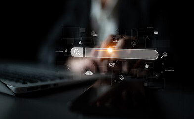 Search engine interface for accessing digital information and online data. Search engine finds data, search engine supports research, drives marketing, search engine improves SEO. Latch