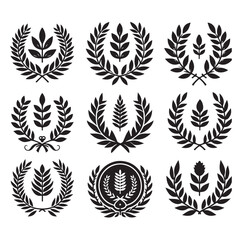 "Laurel Wreath Vector Set | Award & Certificate Badge AI Designs"