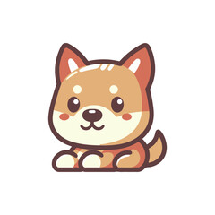 Cute cartoon dog lying down with a playful expression, set against a simple white background