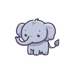 Cute cartoon elephant waving, surrounded by a simple white background, ideal for children's content