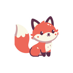 Cute cartoon fox character sitting on a white background, showcasing vibrant colors and playful expression