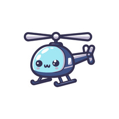Cute cartoon helicopter flying in a clear sky, showcasing joyful design and playful aesthetics
