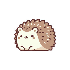 Cute cartoon hedgehog with a cheerful expression, sitting against a simple white background