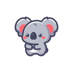 Cute cartoon koala standing with a cheerful expression against a simple white background